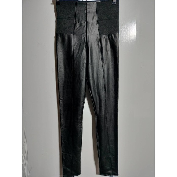 Guess Los Angeles NWT skin tight black faux leather pull on pants woman size SM - Picture 1 of 6